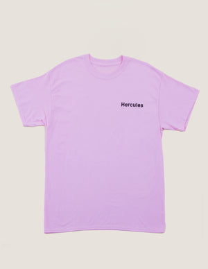 Hercules Logo Tee Pink Black Embroidery